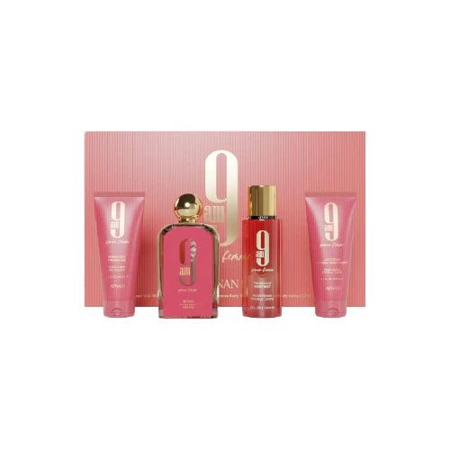 Gift Set 4 Piezas, 9AM Pour Femme Rosa 100ml - Eau de Parfum - Afnan